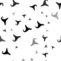 Poster - Seamless vector pattern with wizard hat symbols, creating a creative monochrome background with rotated elements. Illustration on transparent background