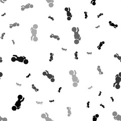 Poster - Seamless vector pattern with bike symbols, creating a creative monochrome background with rotated elements. Vector illustration on white background