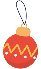 Wall Mural - Christmas tree ball red color vector isolated on white background.