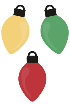 Christmas light bulb icon set isolated on white background.