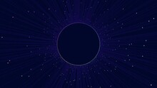 Abstract Image Of A Purple And Blue Background With A Central Circle Emitting Lines Of Light