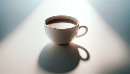Aufkleber - Minimalist coffee cup casting a shadow on a light background. Generative AI