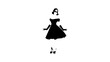 woman in rockabilly dress, black isolated silhouette