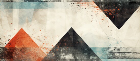 Poster - The vintage retro background illustration features an abstract pattern with a creative and grunge texture, contrasting black lines on a white isolated geometric shape, adding a touch of digital