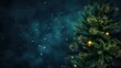  a christmas tree in the middle of a dark room with stars in the sky and stars in the night sky.