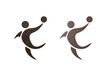handball icon symbol brown with wood texture