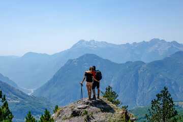 loving hiking couple in albania