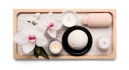 Wall Mural - day spa set, png file of isolated cutout object with shadow on transparent background.