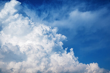 Wall Mural - blue sky background with tiny clouds.