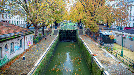 Wall Mural - Paris in the region of canal saint martin République and buttes chaumont