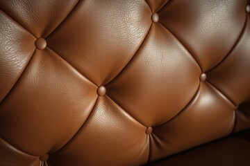 A detailed view of a brown leather couch. This image can be used to showcase furniture, interior design, or home decor ideas