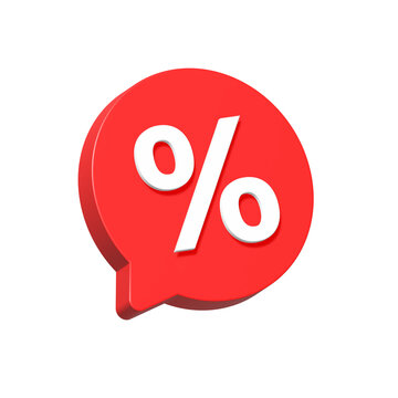 percent bubble text 3d icon red color