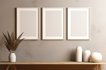 Wall Mural - Mock-up of an empty lving room, the lighting is soft and even.