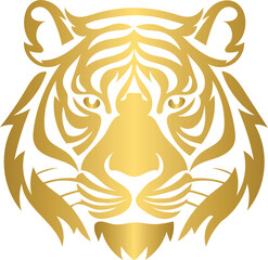 Tiger golden icon, gold animal character