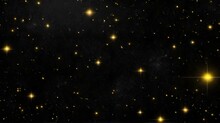 Night With Shining Yellow Stars Minimal Black Abstract Desktop Pc Background Banner, Ai Generated