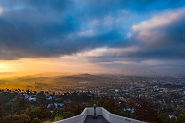 Canvas Print - 4K Image: Los Angeles City at Sunrise Hour - Early Morning Urban Scene