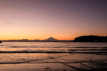 神奈川県逗子市逗子海岸からの夕日