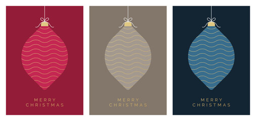 Wall Mural - christmas card design template set. festive christmas greeting cards with bauble decoration. christm