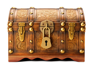 Wall Mural - Locked Treasure Chest Isolated on Transparent Background
