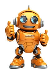 Wall Mural - Cute AI Robot Chatbot Thumbs Up Isolated on Transparent Background
