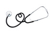 © Oleksandr Baranov - Stethoscope twisted in the shape of a heart on a transparent background. Medical diagnostic concept