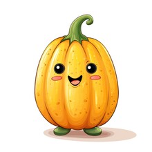 Cute Cartoon 3d Character Squash With Eyes On White Background