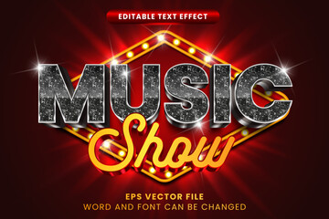 Aufkleber - Music show neon glow 3d editable vector text effect