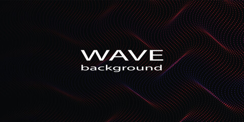 Dark abstract background with glowing wave. Shiny moving lines design element. Modern purple blue gradient flowing wave lines. Futuristic technology concept. Vectorlines waving