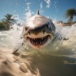 Bull shark (Carcharhinus leucas) swimming close to the sandy bottom. Great image for web icon, game avatar, profile picture, for educational needs of nature. Square