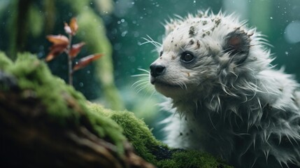 Sticker - A baby otter in the rain, AI