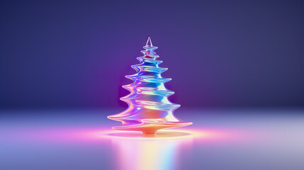 Canvas Print - Holographic of Chirstmas tree.  Holographic textured. Iridescent rainbow foil.