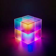 Wall Mural - Holographic of Cube.  Holographic textured. Iridescent rainbow foil.