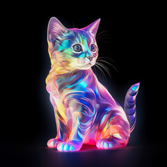 Wall Mural - Holographic of cat. Holographic textured. Iridescent rainbow foil.