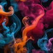smoke of the colors of the abstract background smoke of the colors of the abstract background smoke of the colors of red, blue, green and yellow color.
