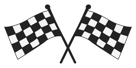 Fototapete - Two crossed racing flags. Formula 1 championship, isolated flags. Vector isolated flags.