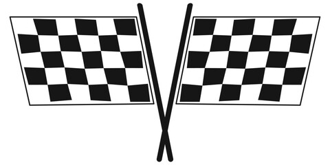 Fototapete - Checkered simple flags. Vector illustration of two sport racing flags. Two crossed racing flags. Formula 1 championship, isolated flags.