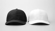 © The Little Hut - Generative AI : Baseball cap white and black templates, front views isolated on white background. Mock up.