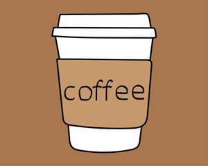 Fototapete - A glass of coffee with text. Beautiful hand-drawn, stylish and simple cup of coffee.
