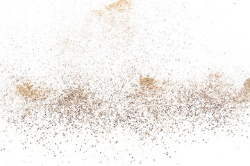 Wall Mural - Minced black pepper, ground peppercorn pile isolated on white, top view
