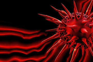 Wall Mural - a conceptual representation of virus particles spreading across a globe, symbolizing the global natu