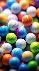 Wall Mural - A pile of colorful golf balls, AI