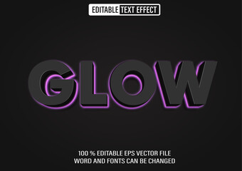Poster - Editable 3d text style effect - Glowing Black Purple Light Template