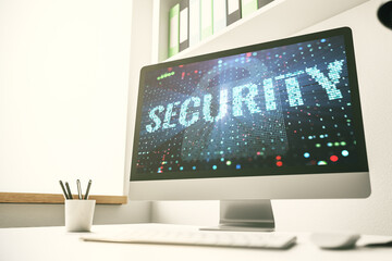 Wall Mural - Cyber security creative concept on modern laptop monitor. 3D Rendering