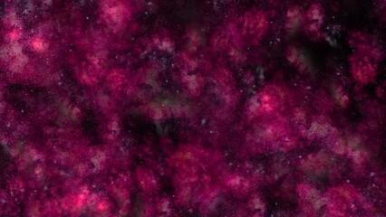 A vibrant digital rendering showcases a richly textured galaxy in shades of purple and pink, filled with mesmerizing stars and nebulas