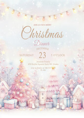 Wall Mural - watercolor Christmas invitation card template