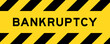Yellow and black color with line striped label banner with word bankruptcy