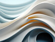 In the center of an abstract geometric background, you'll find white curves with free space.