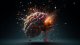 Fototapeta  - Creativity concept with a brain exploding in colors. Mind blown concept.Generative AI