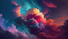Neon Colorful Clouds. Multicolored Clouds.Generative AI