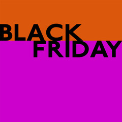 Poster - Black Friday - Schriftzug in englischer Sprache - Schwarzer Freitag. Quadratisches Verkaufsplakat in Pink und Orange. Freier Platz für eigenes Design.